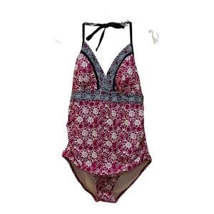 Merona Halter Floral Halter One Piece Bathing Suit Size XL
